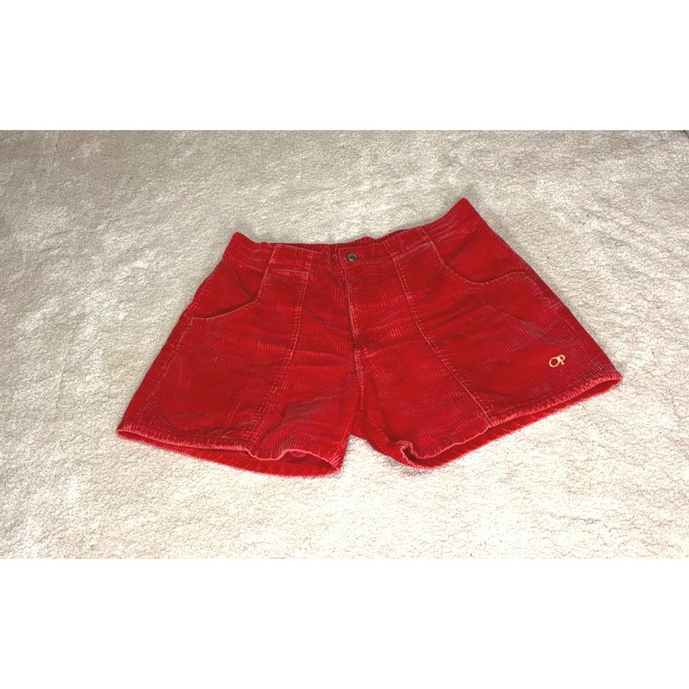 Ocean Pacific Red Corduroy Shorts - 26 - Vintage Retro Surf OP Logo 70s 80s